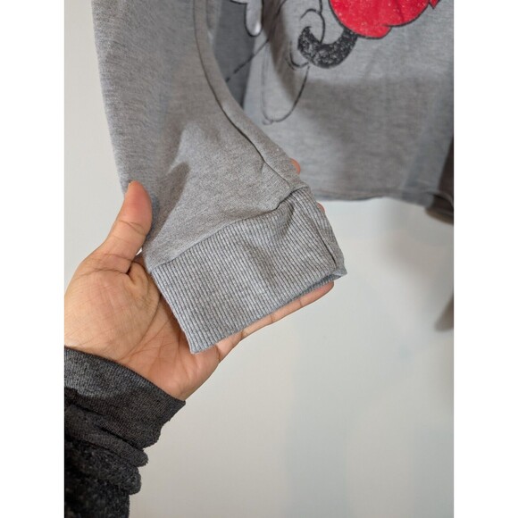 Disney Mickey Mouse Hoodie Women Sz L Gray Long Sleeve Pullover Sweatshirt - Picture 4 of 7